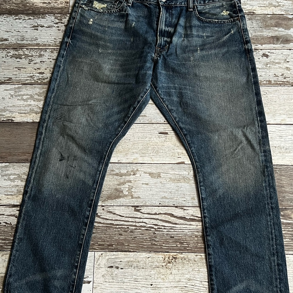 Ralph Lauren Blue Straight Jeans with Distressed Look
